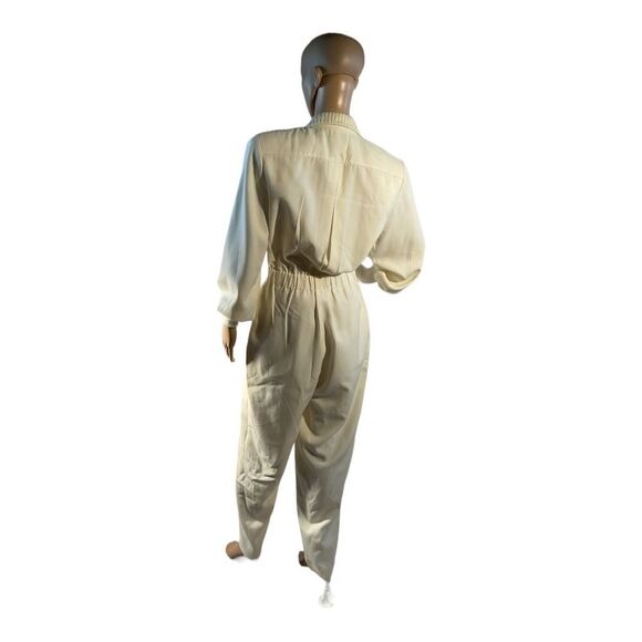 Sideffects Women’s Vintage Ivory Long Sleeve Jumpsuit Size 12 - Picture 7 of 16